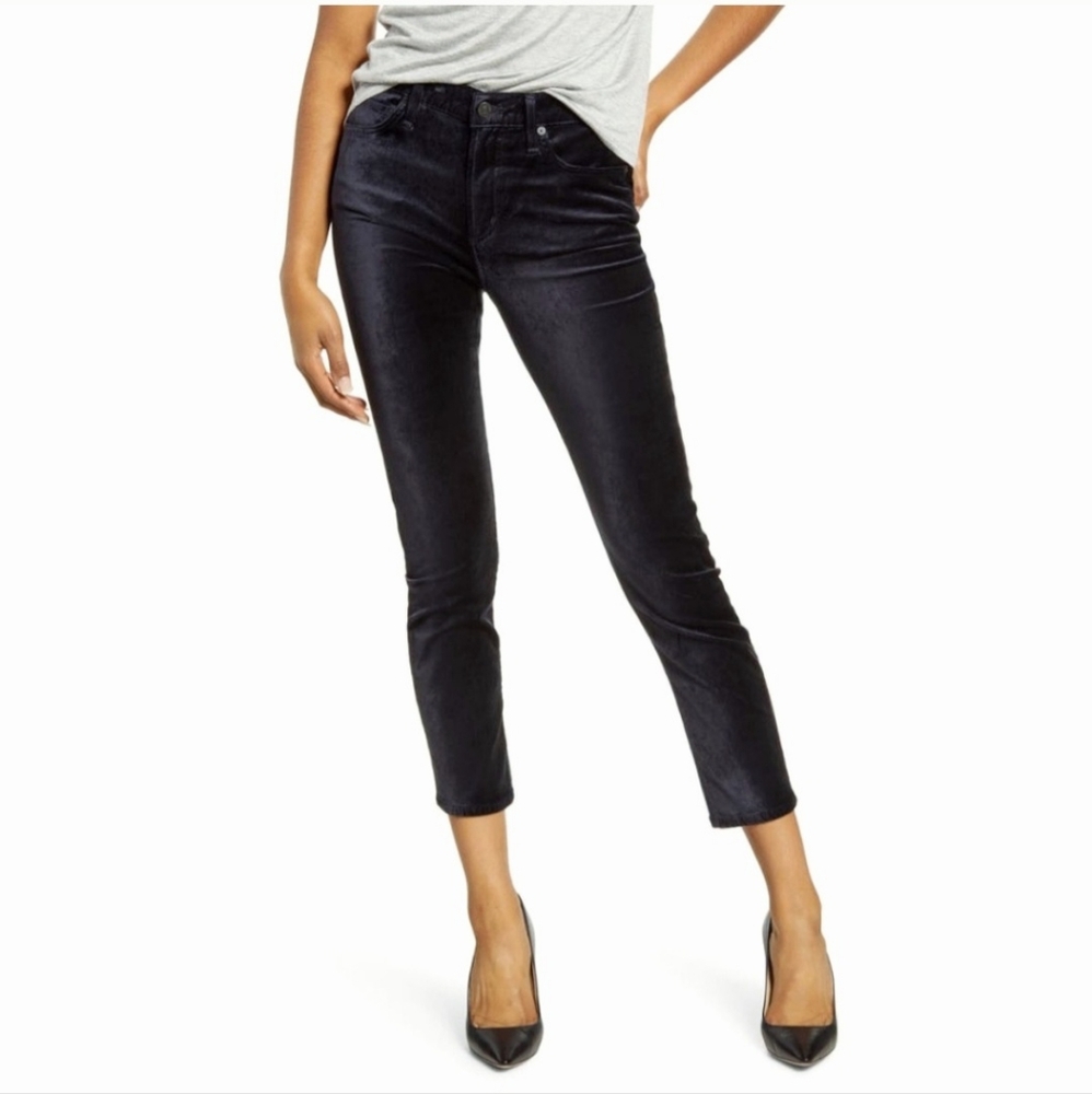 Citizens of Humanity Harlow Velvet High Waisted Slim Ankle Jeans W26 dark blue